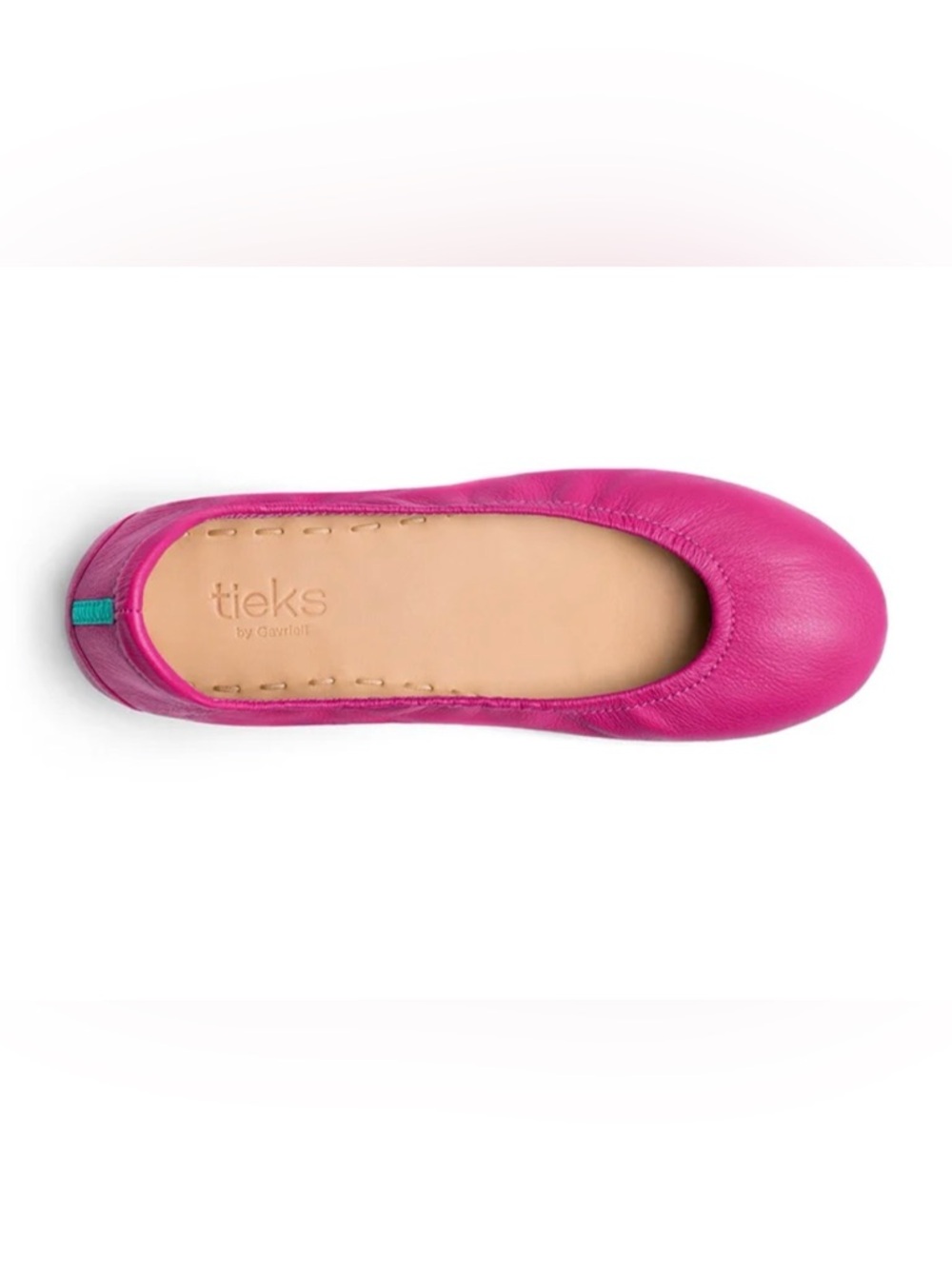 Tieks by Gavieli Women's Hot Pink Leather Ballet Flats with Turquoise Sole - Picture 3 of 13